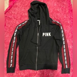 Vintage! PINK Victoria’s Secret black hoodie with red accents, size Large